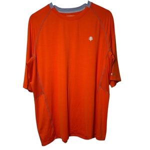 Coolibar Shirt Men XL Orange Agility Performance Short Sleeve UPF50+ UV Sun NWOT